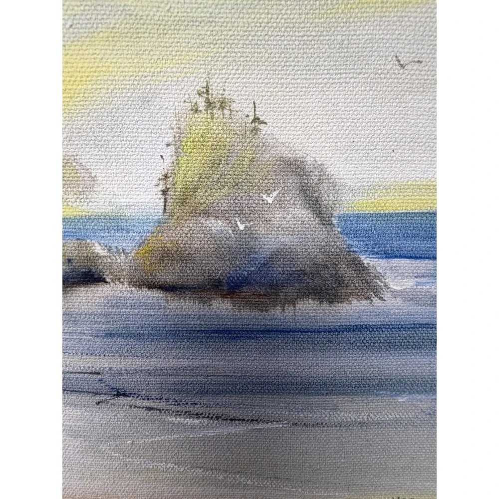 Vintage Original Signed Sherlock Coastal Seascape Landscape Painting